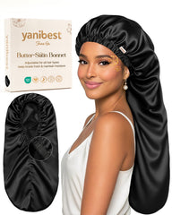 Yanibest bonete satén largo ajustable para cabello rizado durante la noche