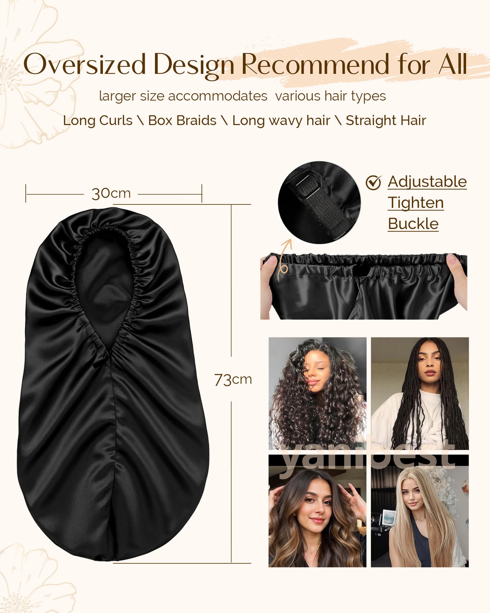 Yanibest bonete satén para braids y locs con ajuste seguro