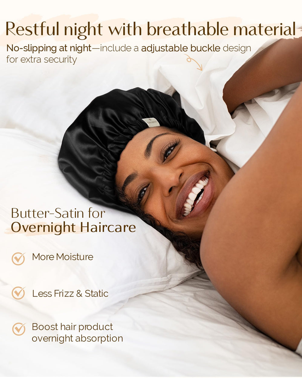 YANIBEST bonete de satén protege el cabello durante la noche.