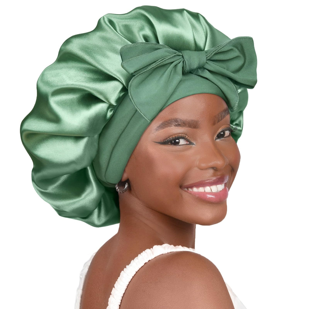YANIBEST bonete satin ajustable: protección nocturna del cabello y reducción de fricción.