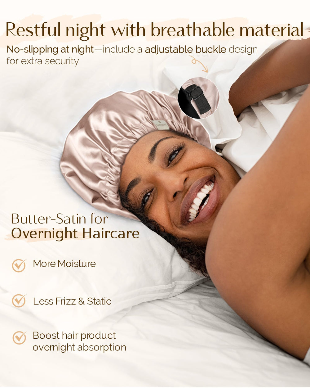 Yanibest Bonnet Satin Proteccion Cabello reduce fricción de la almohada.