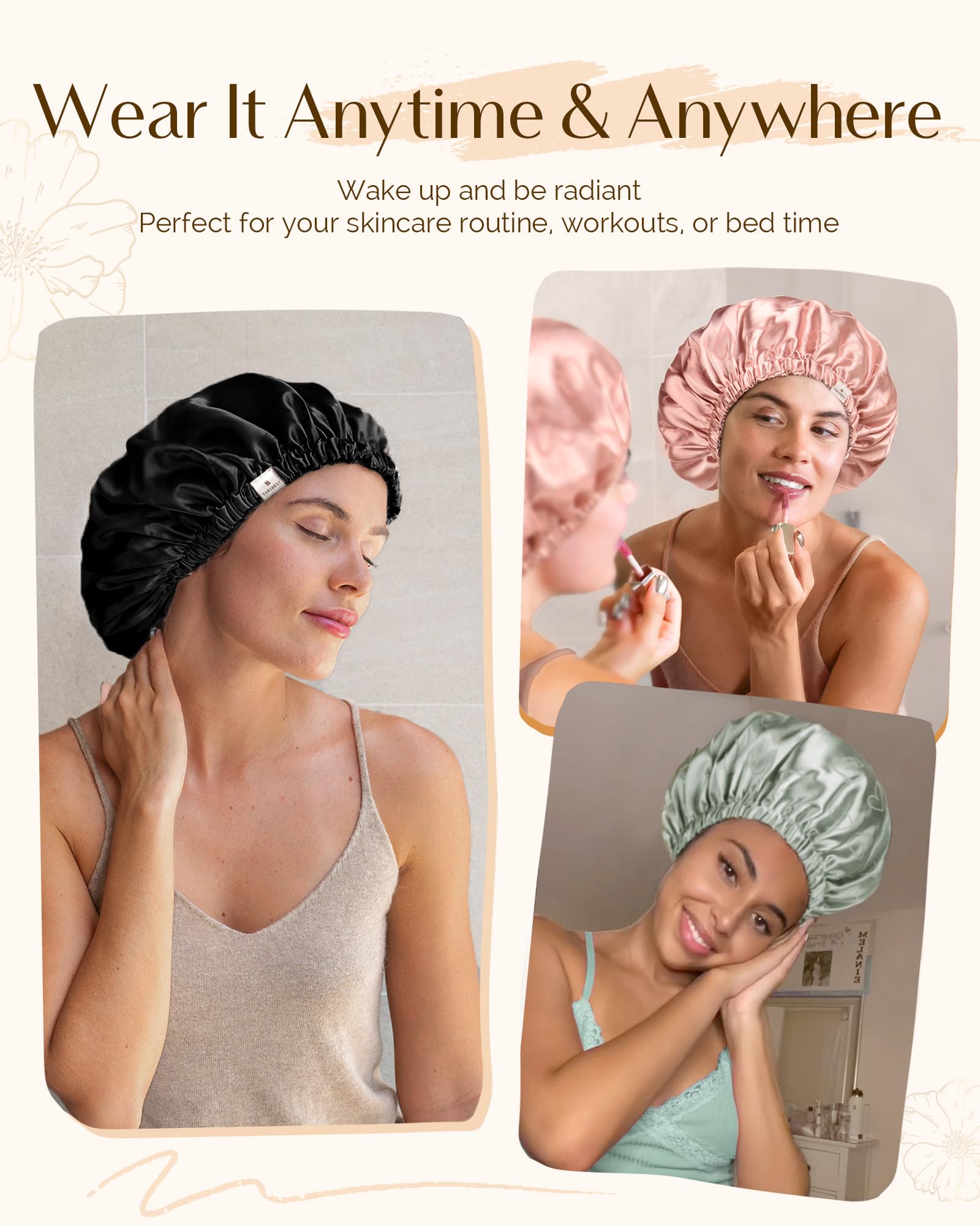 Yanibest Bonnet Satin Uso Noche y Cuidado Diario del Cabello.