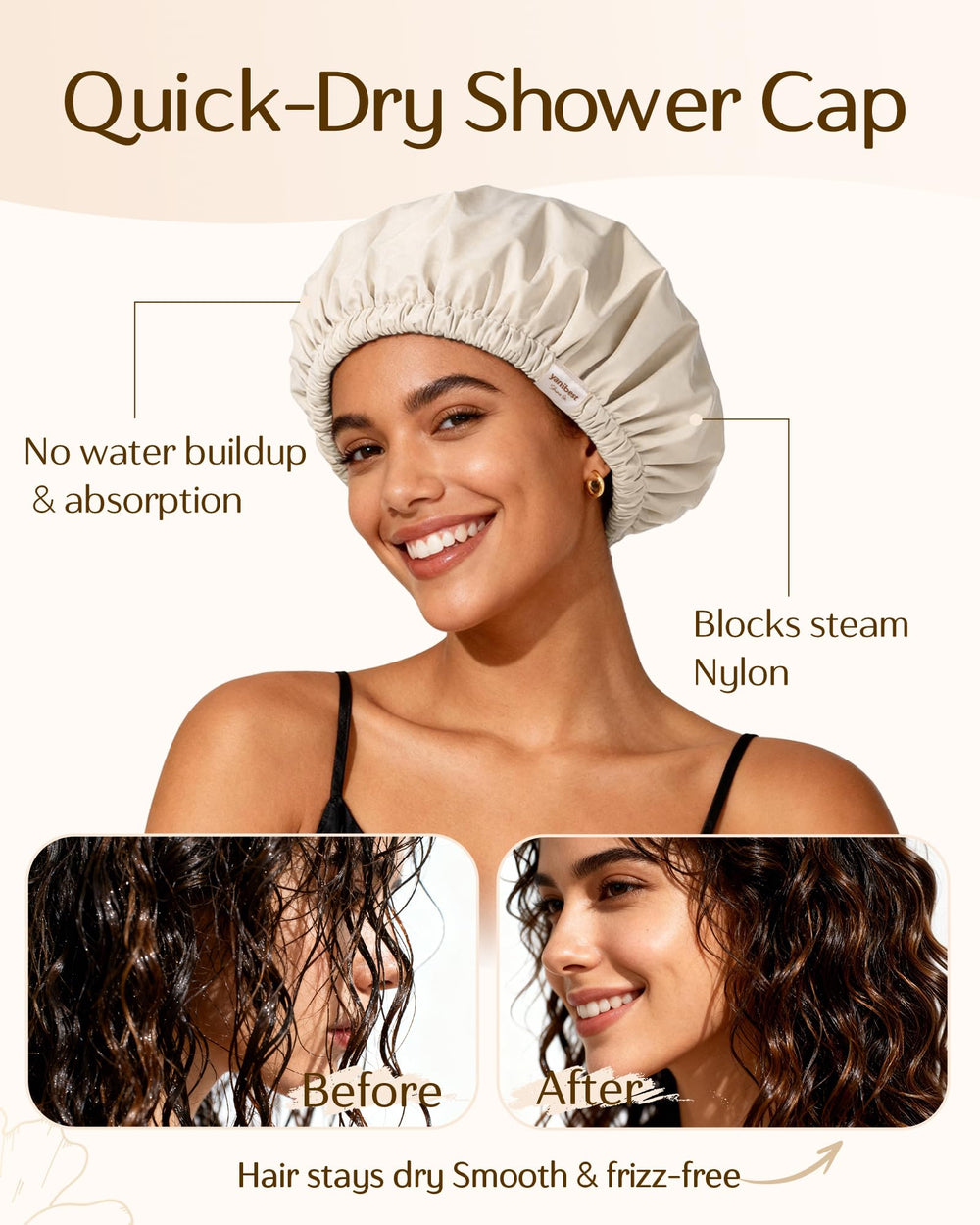 Yanibest gorro ducha diámetro 33 cm para cabello grueso