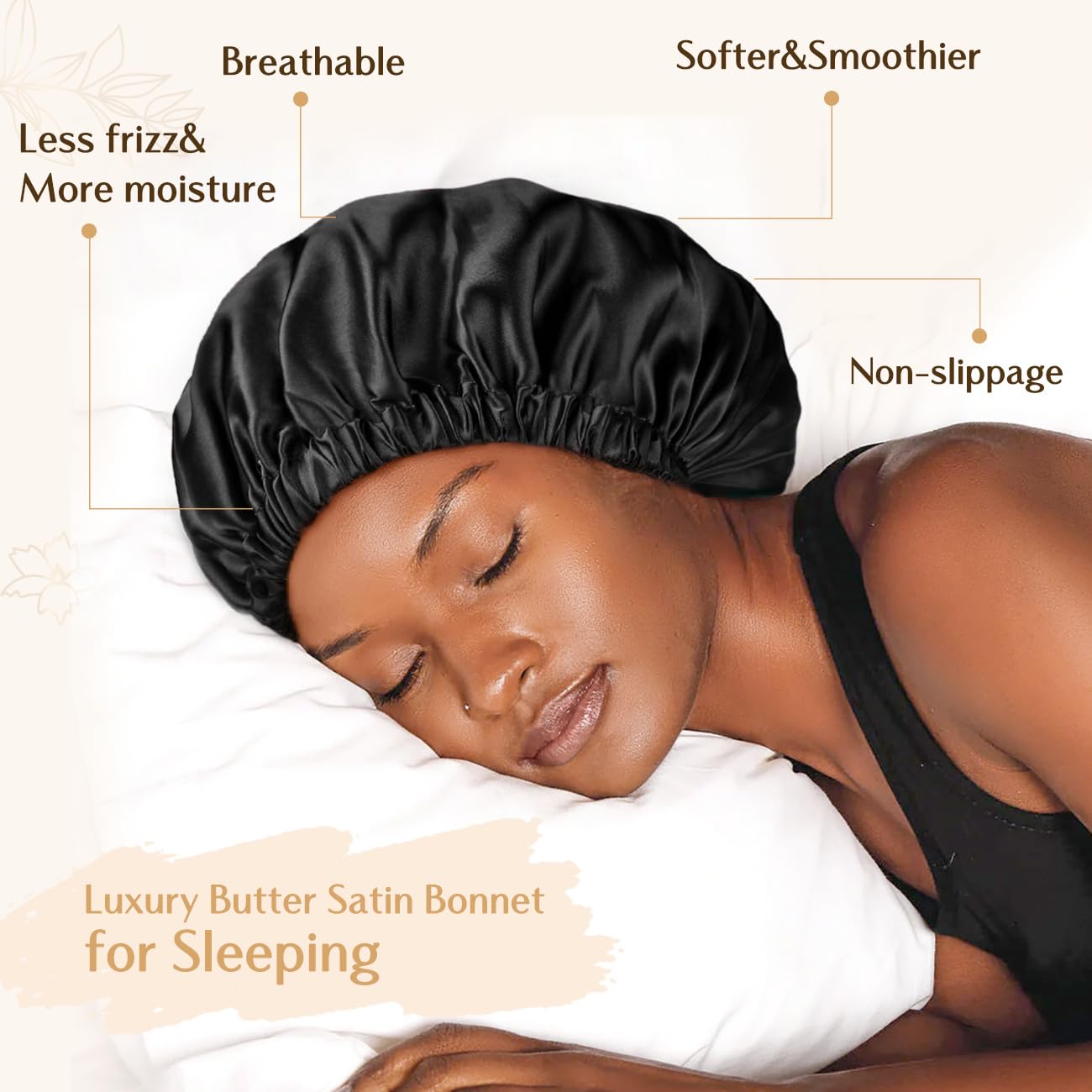 YANIBEST double-layer satin bonnet in reversible design protects hair while sleeping