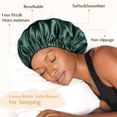 YANIBEST double-layer satin bonnet, reversible design protects sheets and hair.