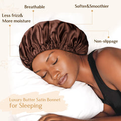 YANIBEST double-layer satin bonnet is reversible to protect hair and sheets.