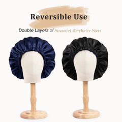 YANIBEST double-layer satin bonnet protecting hair and sheets during overnight routines.