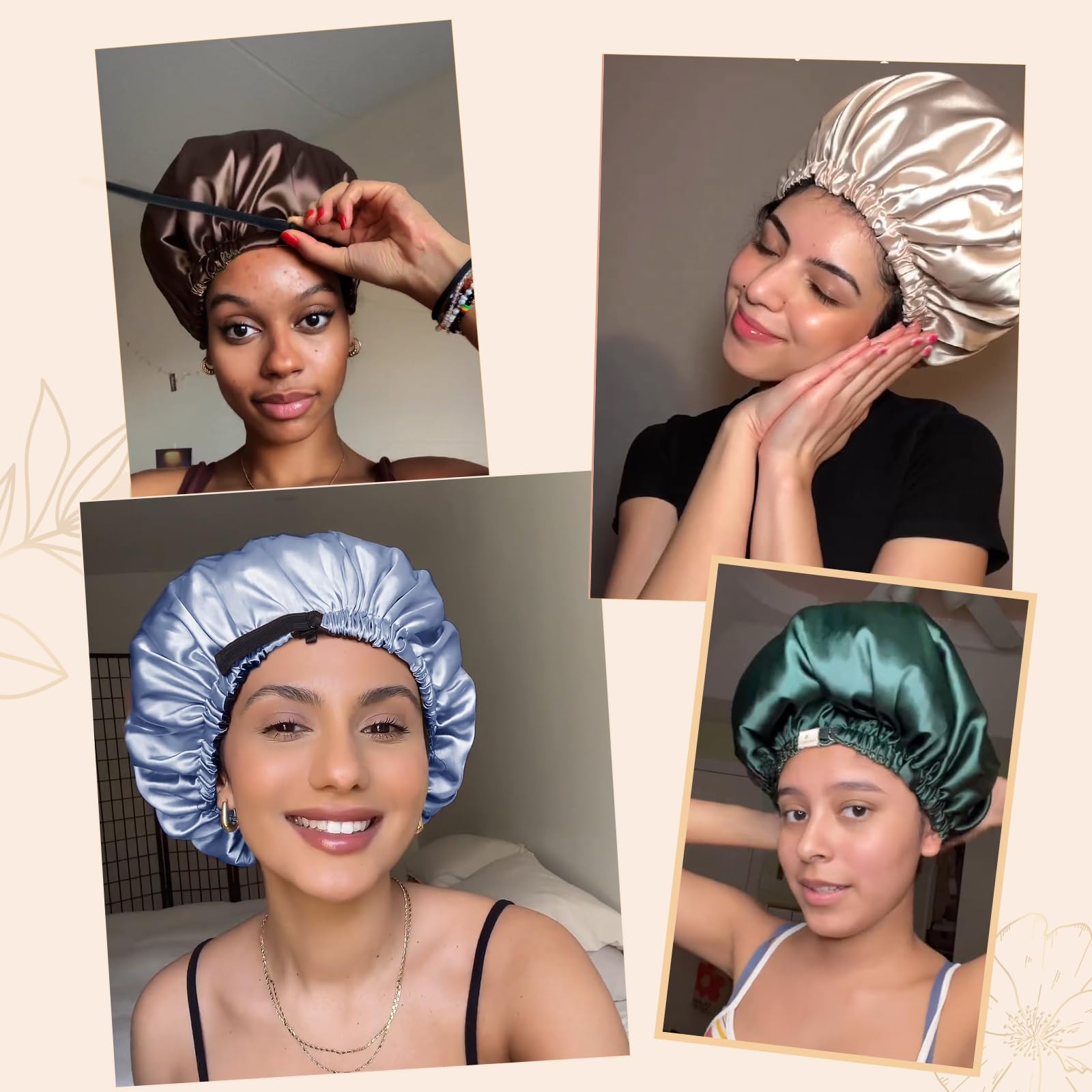 YANIBEST satin bonnet reduces frizz and tangles during daily activities
