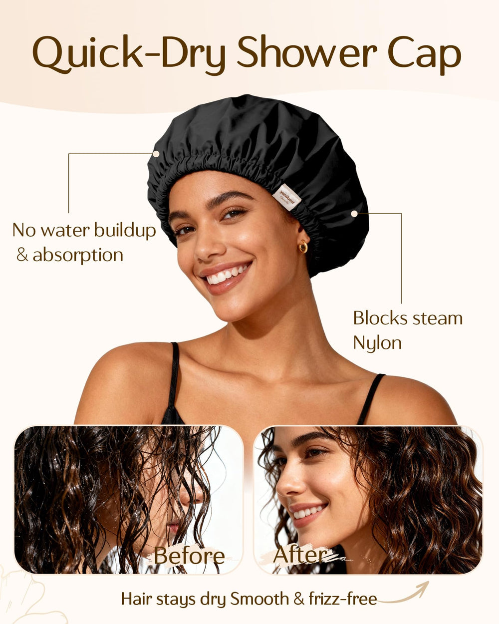 Gorra Yanibest de 33 cm para cabello grueso o rizado