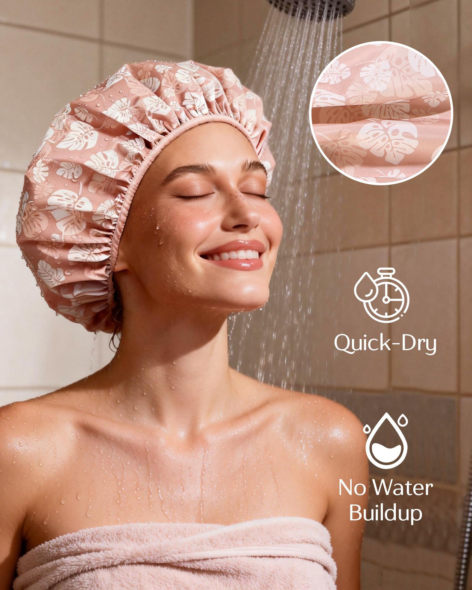 Yanibest gorro de ducha con interior satinado para proteger el cabello.