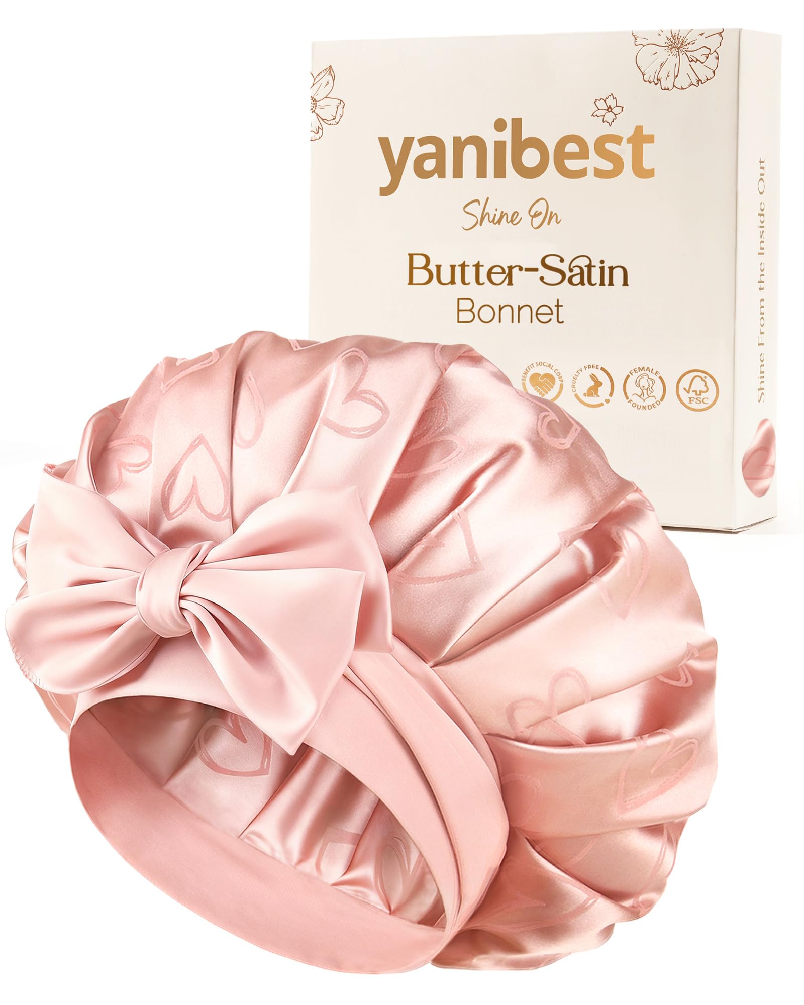 Gorro satén YANIBEST ajustable para dormir y cuidar rizos.