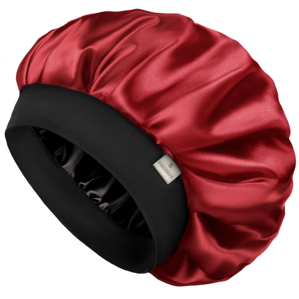 Gorro de seda YANIBEST para dormir con doble capa, cuida el cabello durante la noche.