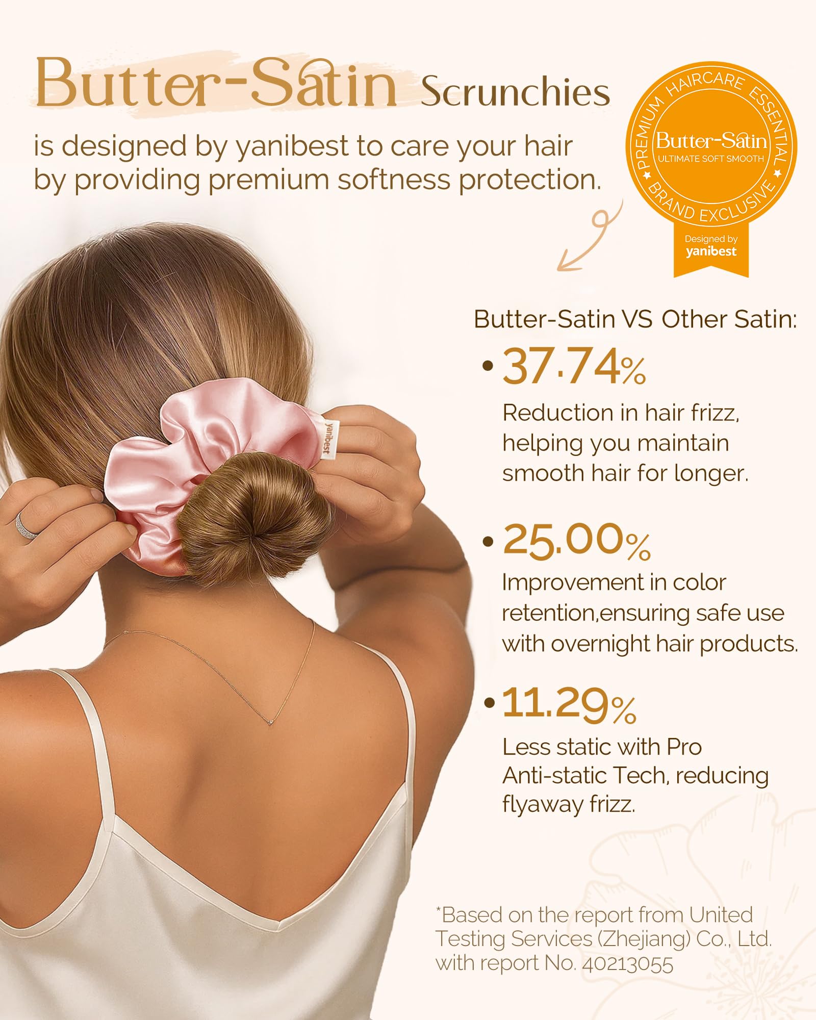 YANIBEST satin hair ties for all hair types demonstrated with secure, gentle grip.