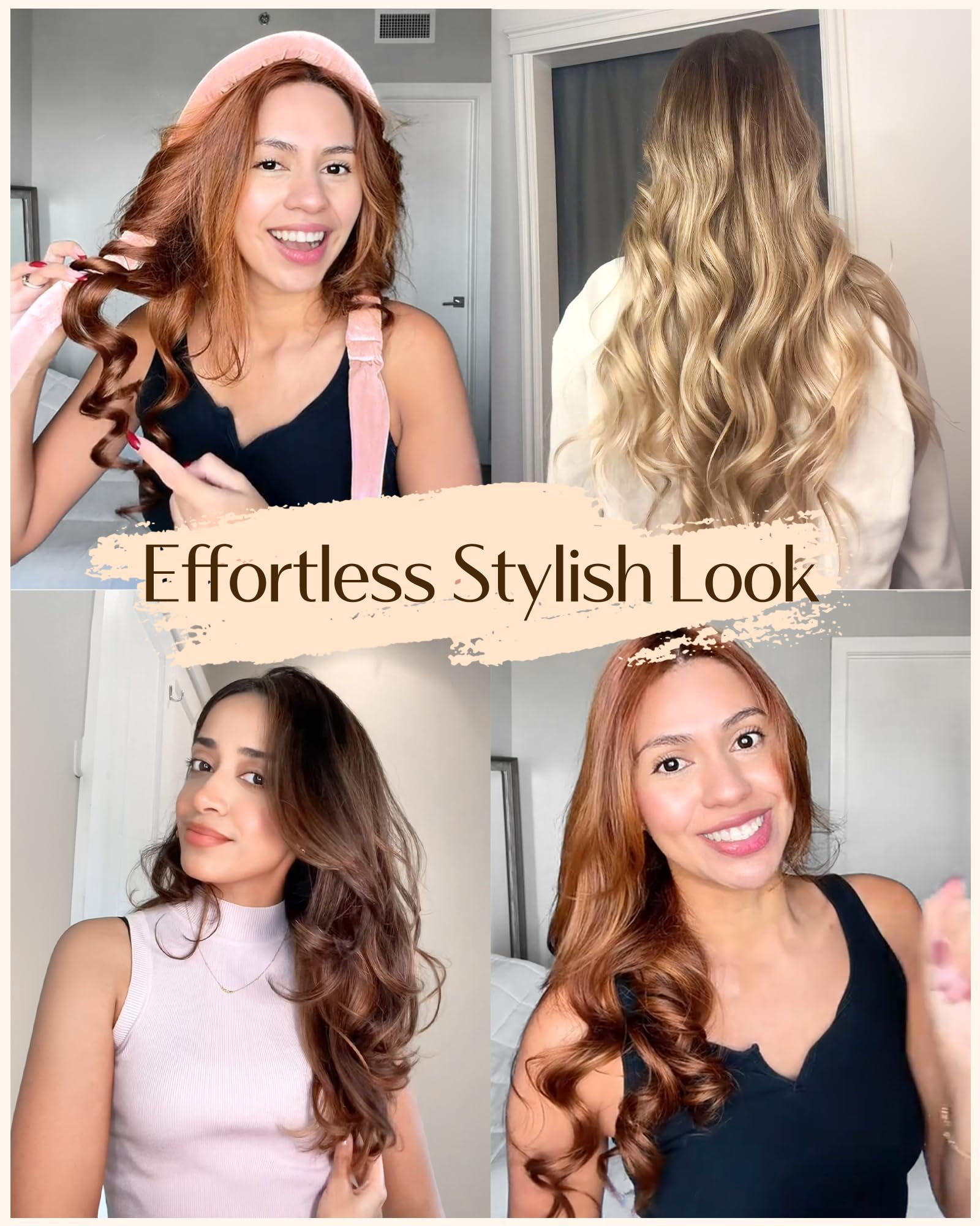 Yanibest long hair curl setup shows how to fasten and sleep through the night