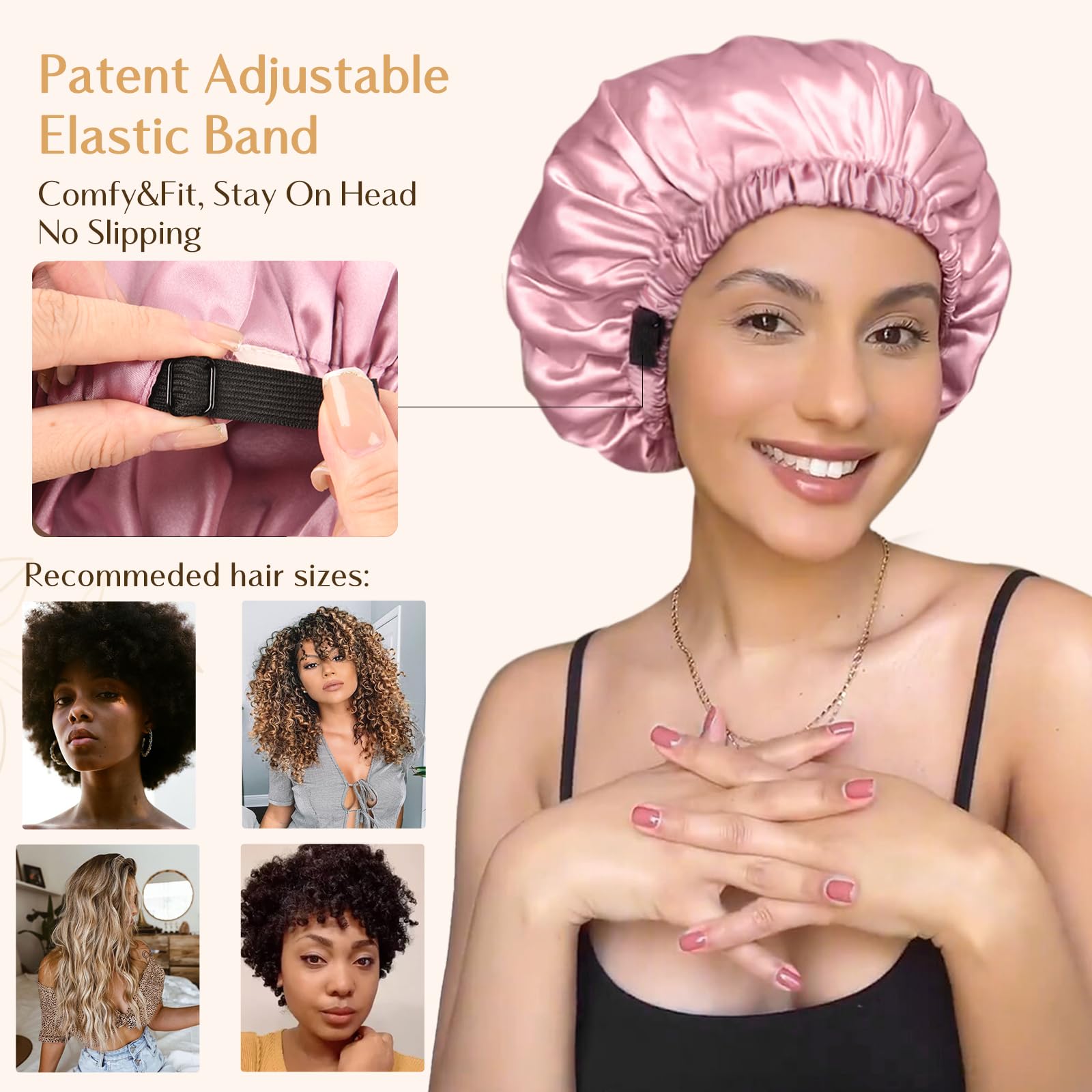 YANIBEST reversible satin bonnet with dual colors for versatile nighttime styling.