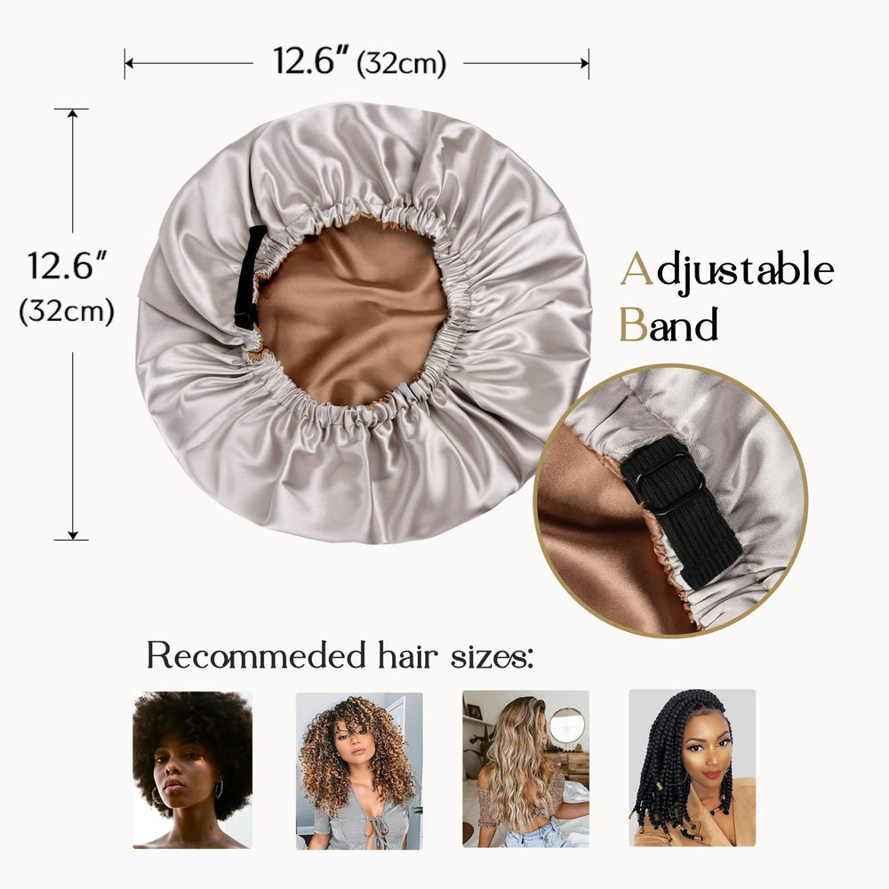 YANIBEST reversible satin bonnet side two emphasizes two-tone softness for hair.