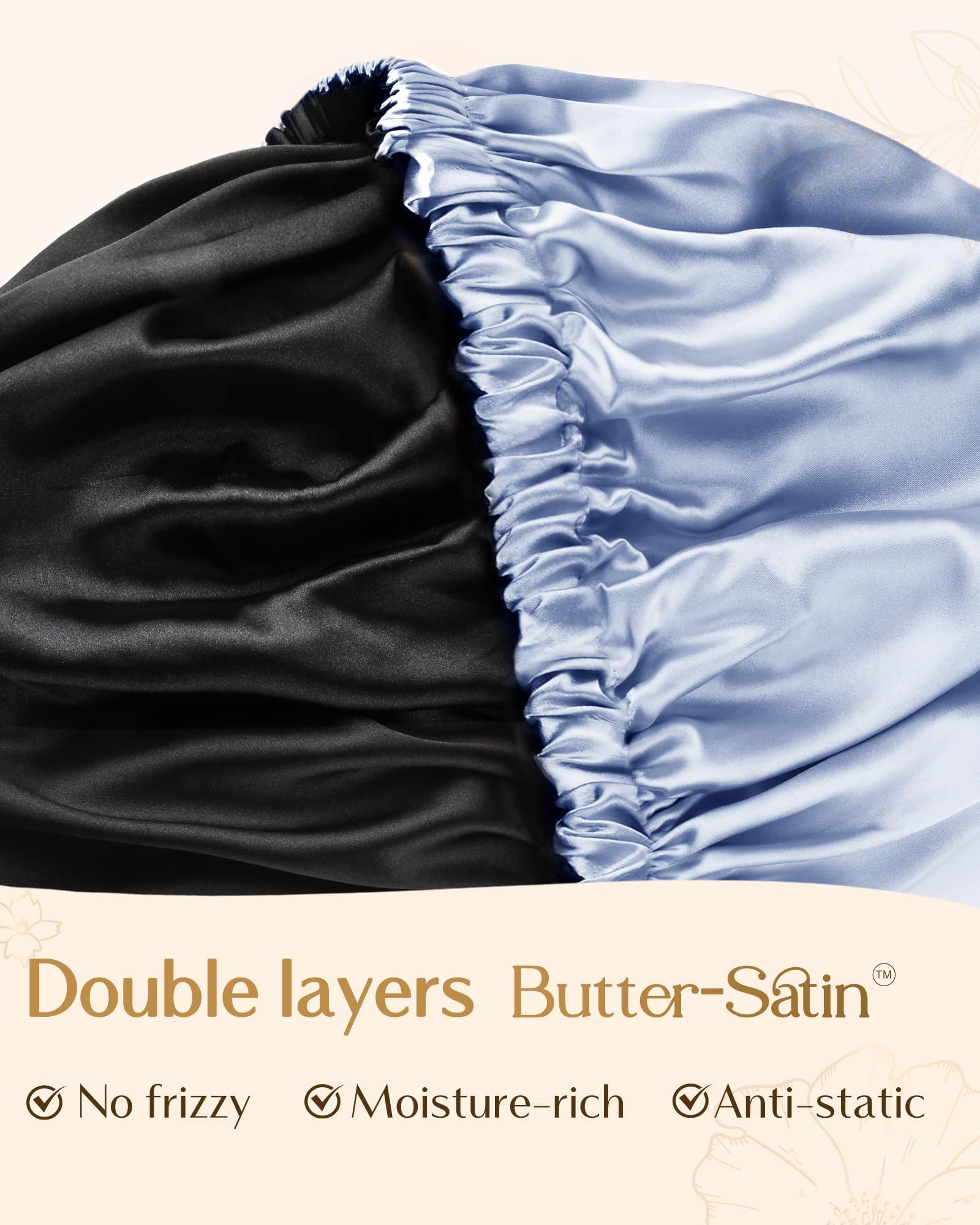 YANIBEST satin bonnet worn during night use demonstrates comfortable, breathable sleep wear