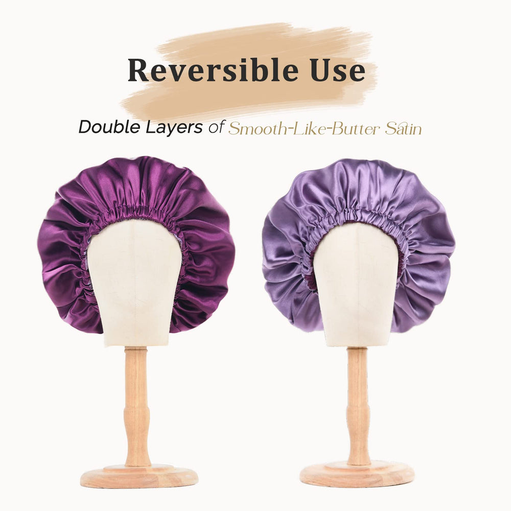 YANIBEST satin bonnet on bed protects hair and prevents tangles