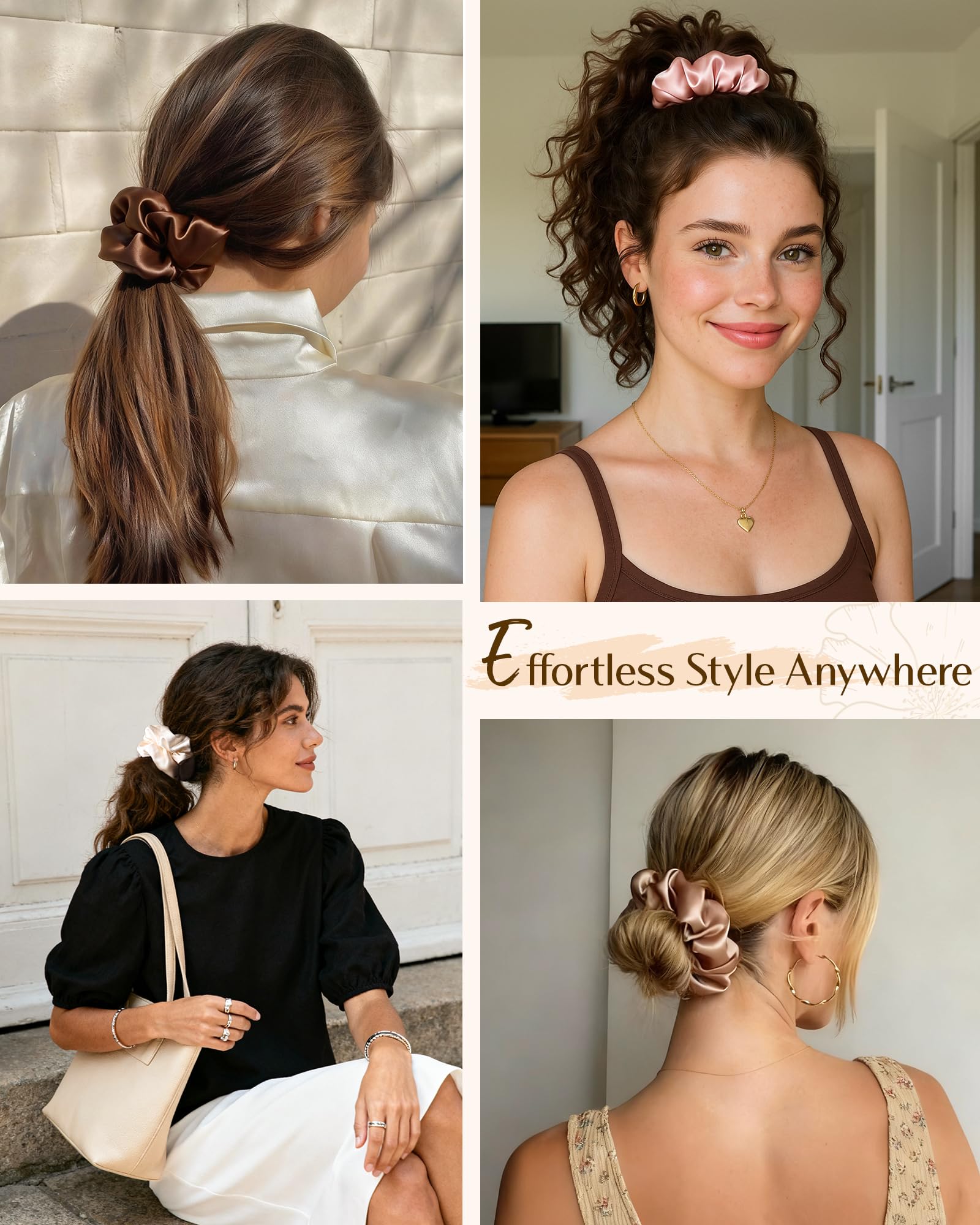 YANIBEST satin scrunchies worn on the wrist as a chic, versatile accessory.
