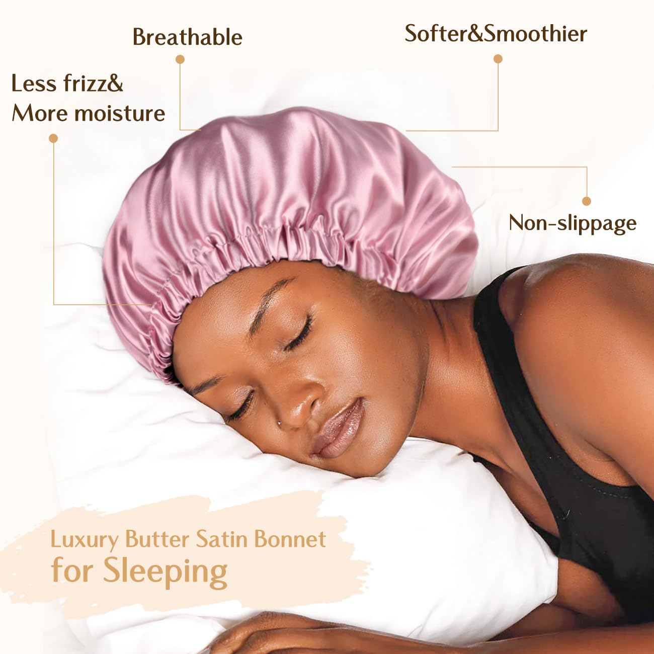 YANIBEST butter-satin texture close-up shows gentle glide reducing hair friction.