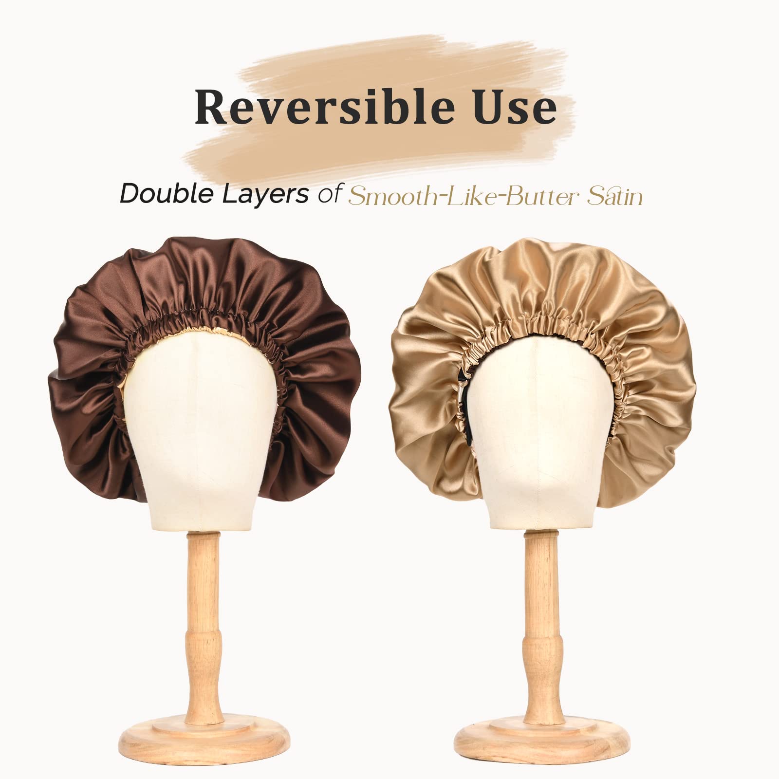 YANIBEST soft butter-satin bonnet reduces friction for smoother hair.