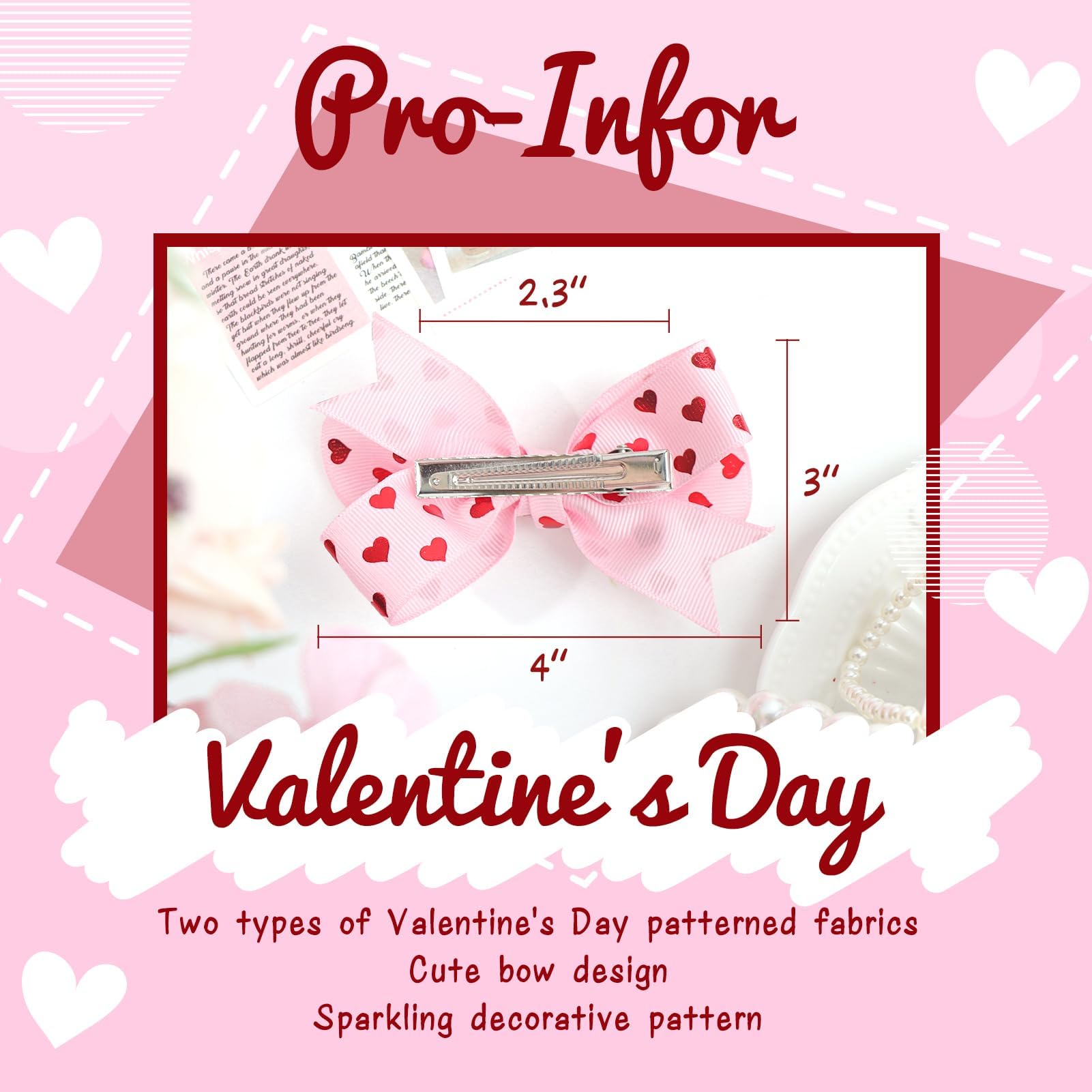 YanJie lazo imprime corazón rosa, ideal para conjuntos