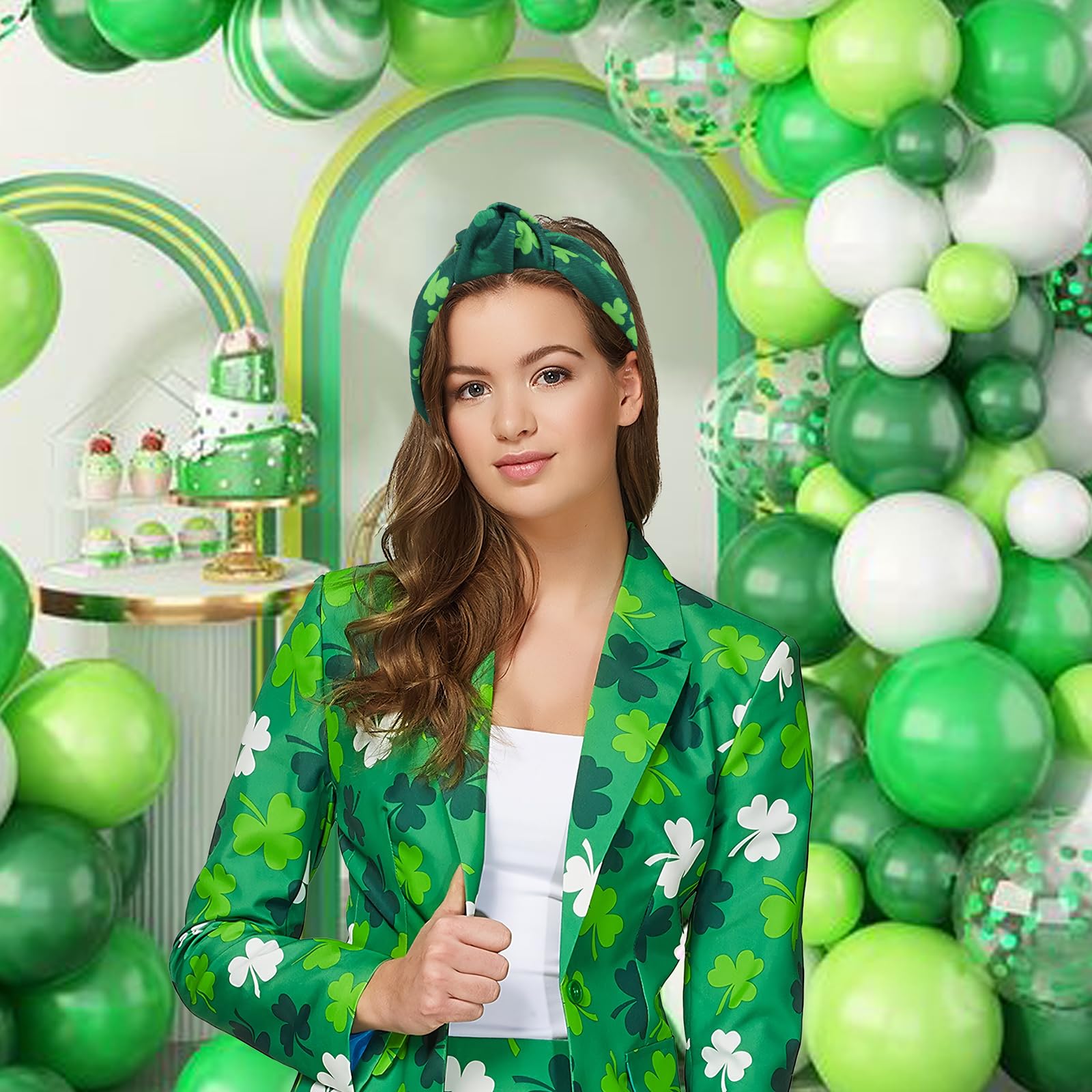 YanJie top knot St Patrick's headband, versatile for various outfits.