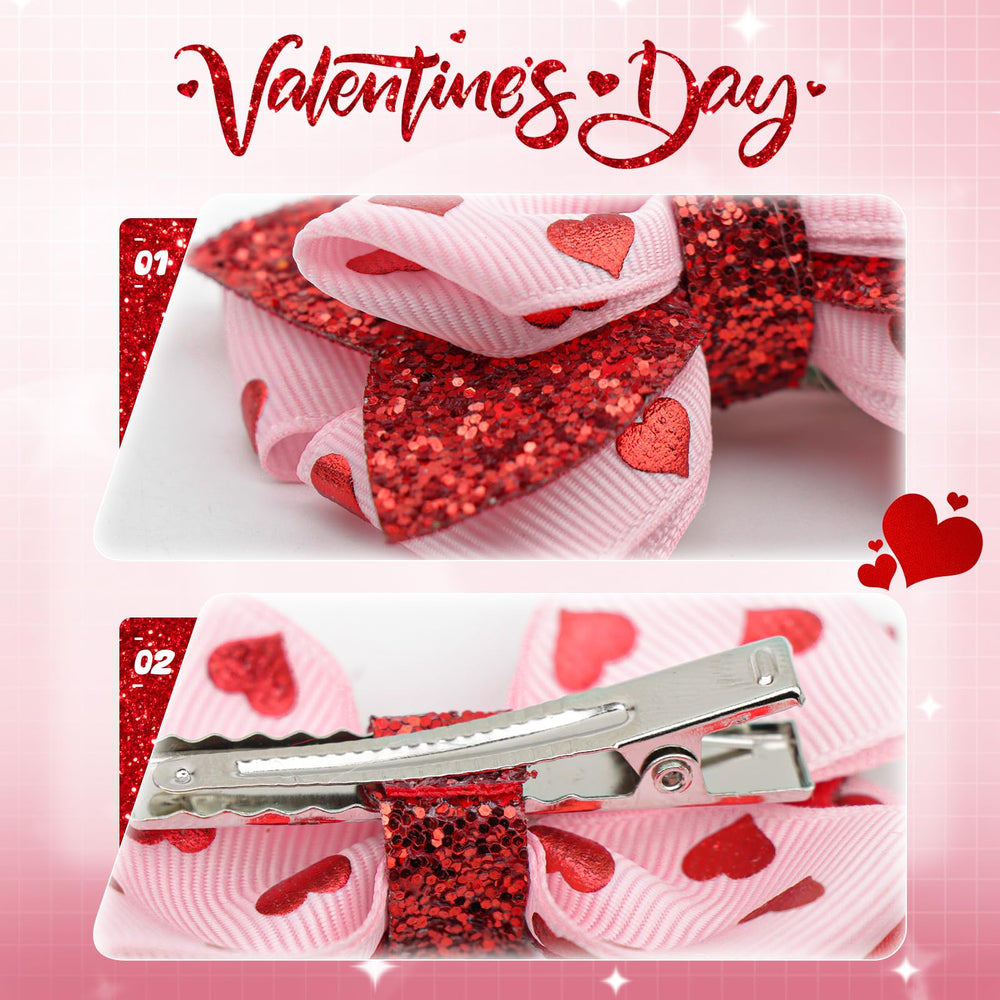 YanJie Valentine 3-inch bow clip suitable for kids and adults.