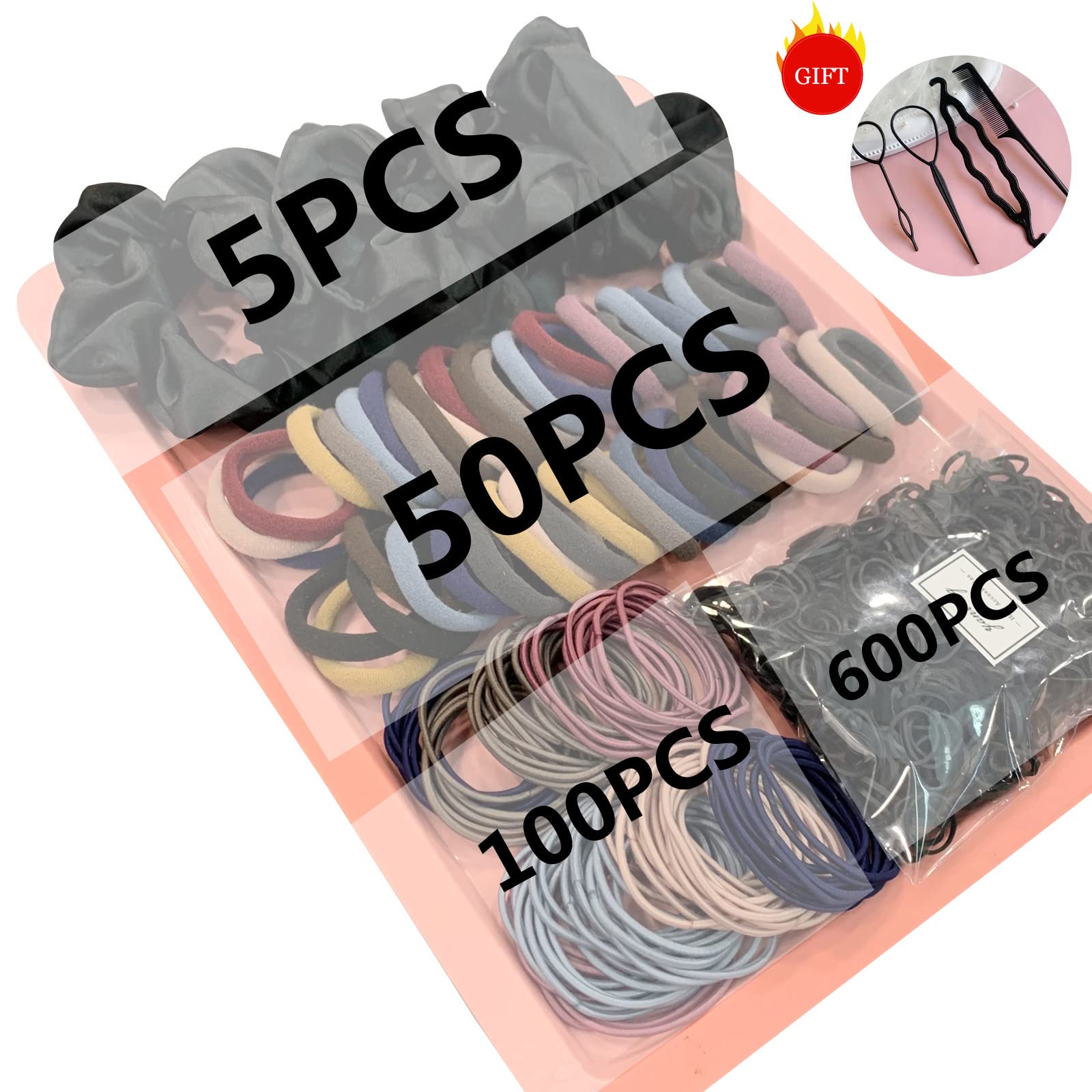 YANRONG 755PCS, bandas elásticas para cabello grueso con sujección estable.