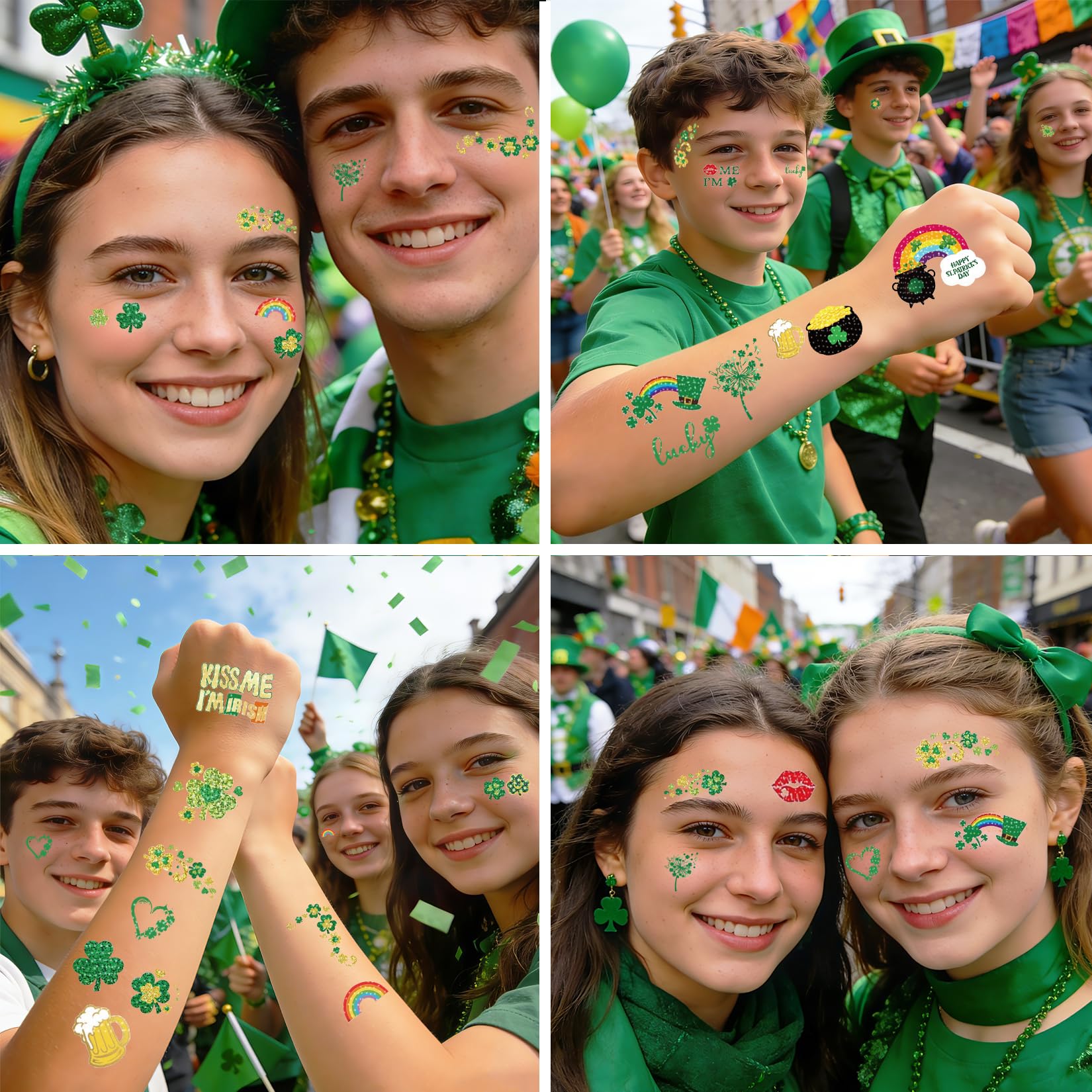 Yanroom tatuajes San Patricio, trébol en el cuerpo para fiestas