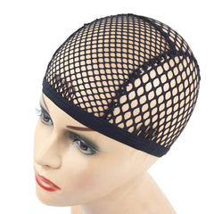 YANTAISIYU wig cap, black stretchable crochet, comfortable fit for braids and wig prep.