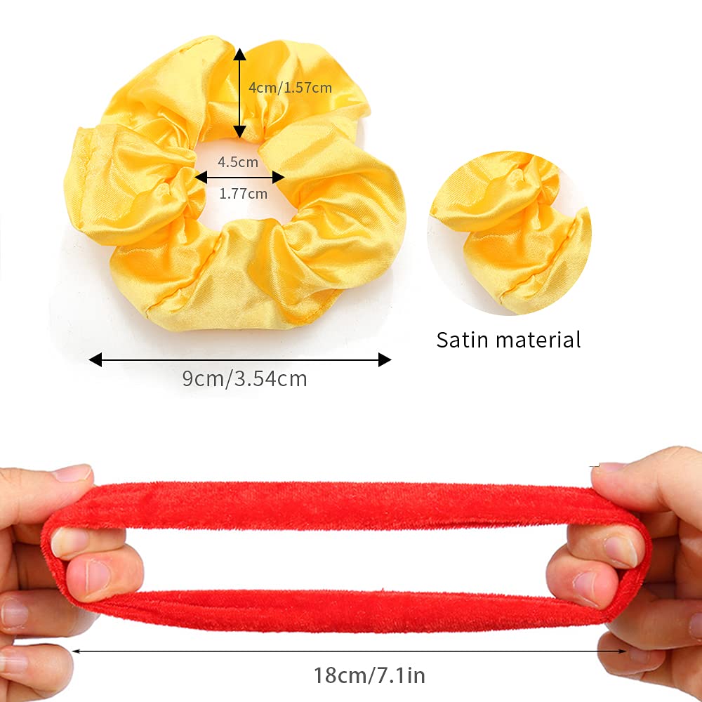 Yanwenx scrunchies satén 8 cm, deslizantes y cómodos para el peinado.