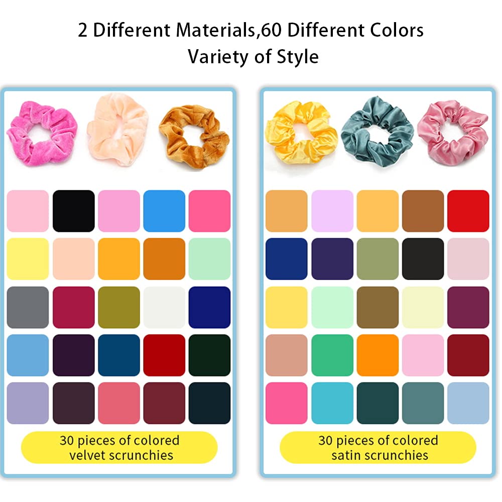 Yanwenx scrunchies 60 colores, opciones infinitas para combinar con tu look.