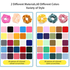 Yanwenx scrunchies 60 colores, opciones infinitas para combinar con tu look.