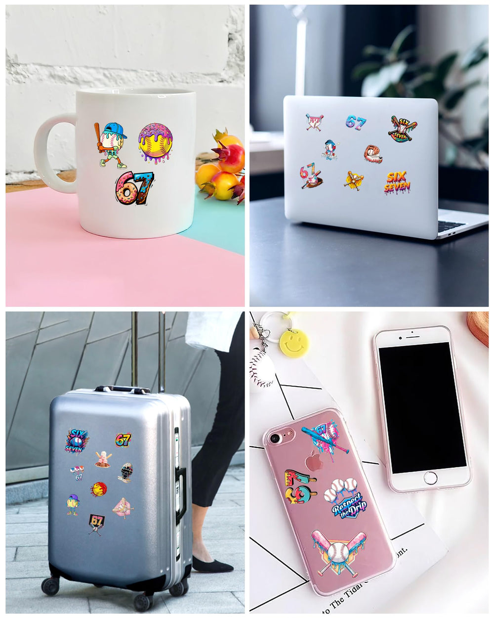 YanZonic colorful baseball drip designs ideal for ice cream celebrations
