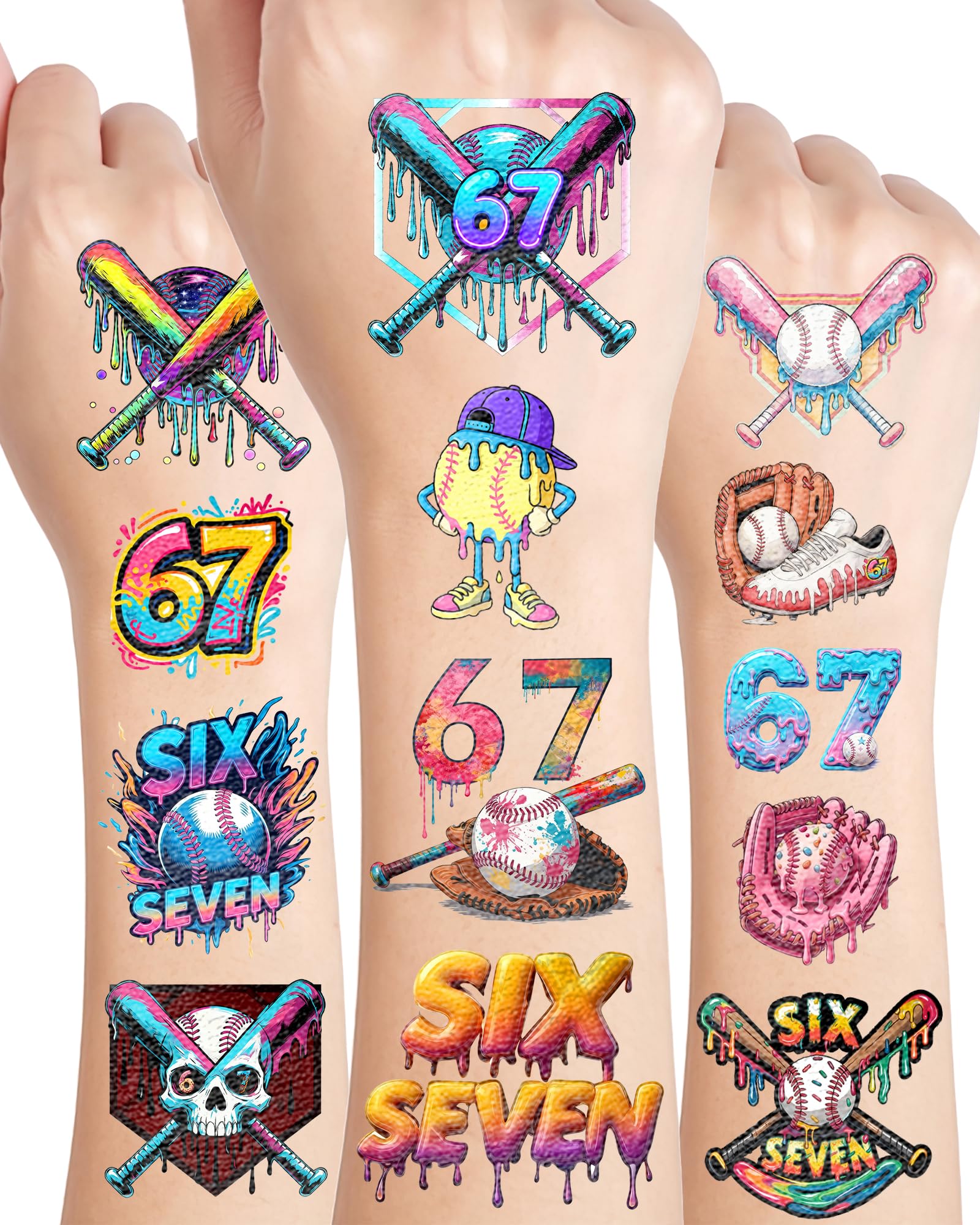 YanZonic pink baseball drip tattoos ready for a playful party scene