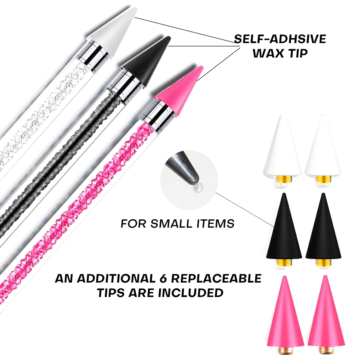 Yaoociy black dual-head rhinestone pen for accurate pickup
