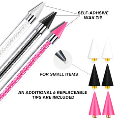Yaoociy black dual-head rhinestone pen for accurate pickup