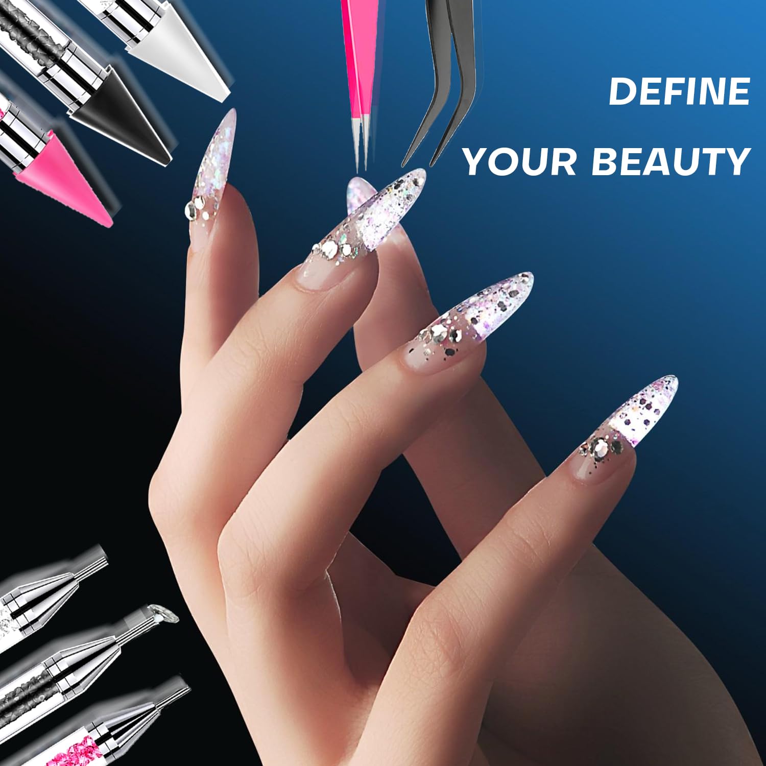 Yaoociy curved tweezers for secure placement of larger rhinestones