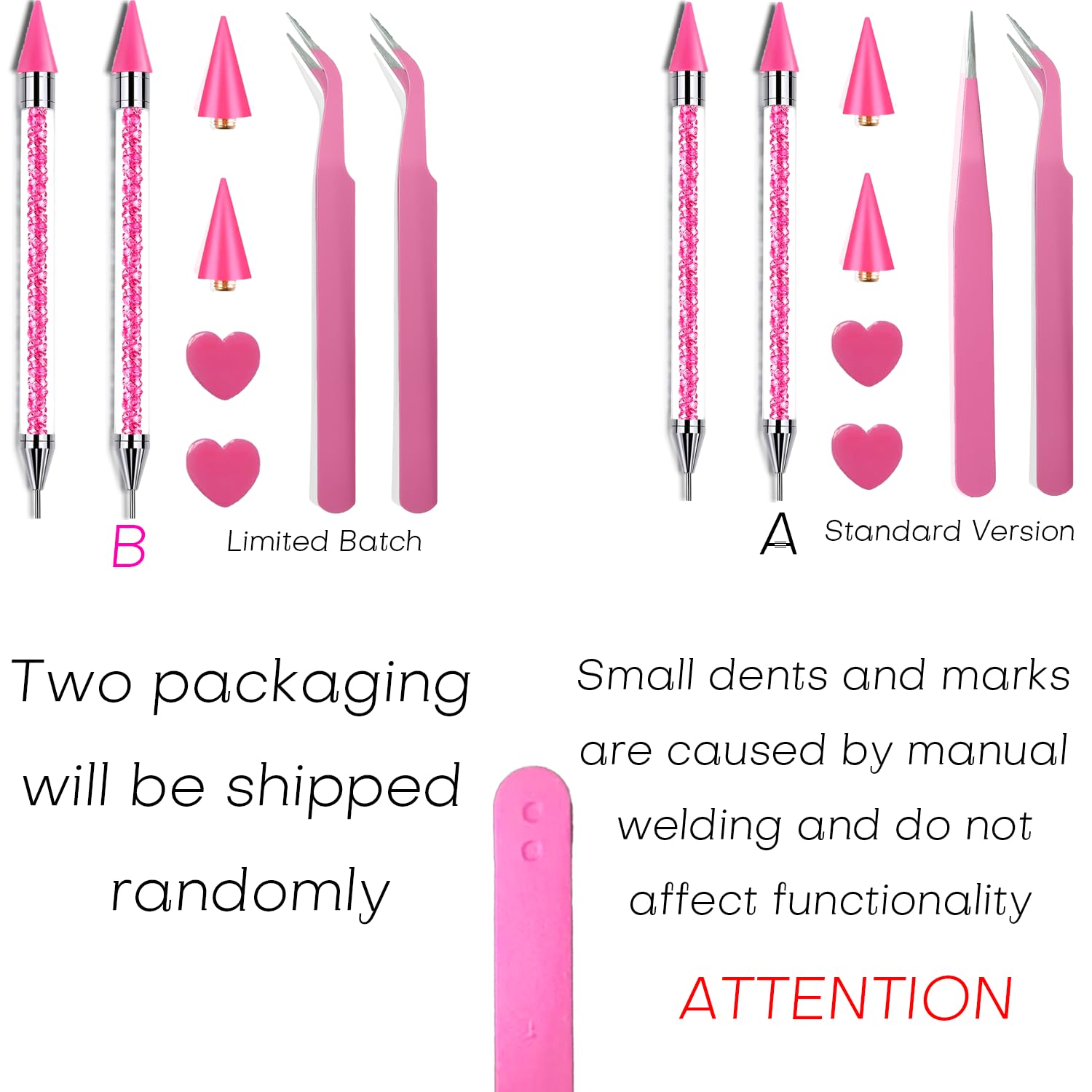 Yaoociy pink tweezers straight tip for precise gem placement.