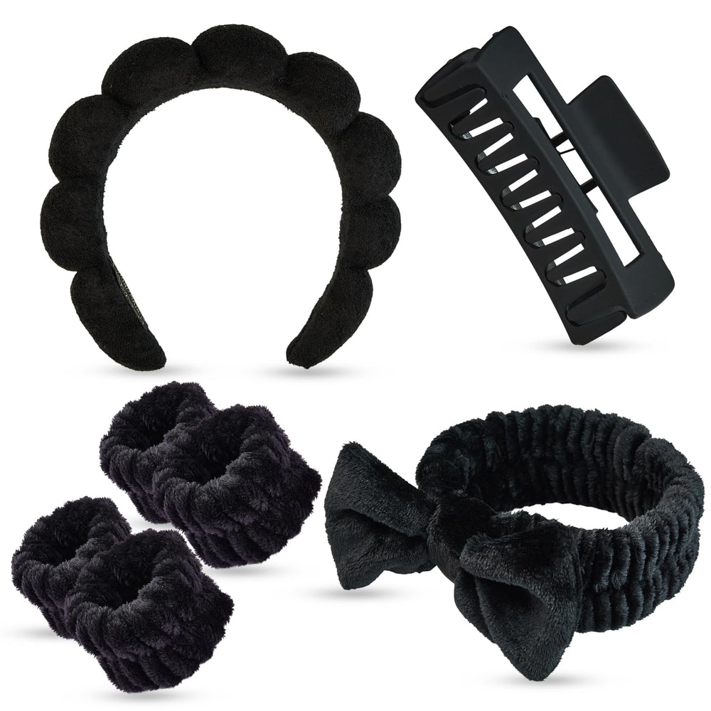 Yaqulen set spa 7 piezas, toalla-headband para lavado facial cómodo y absorbente.