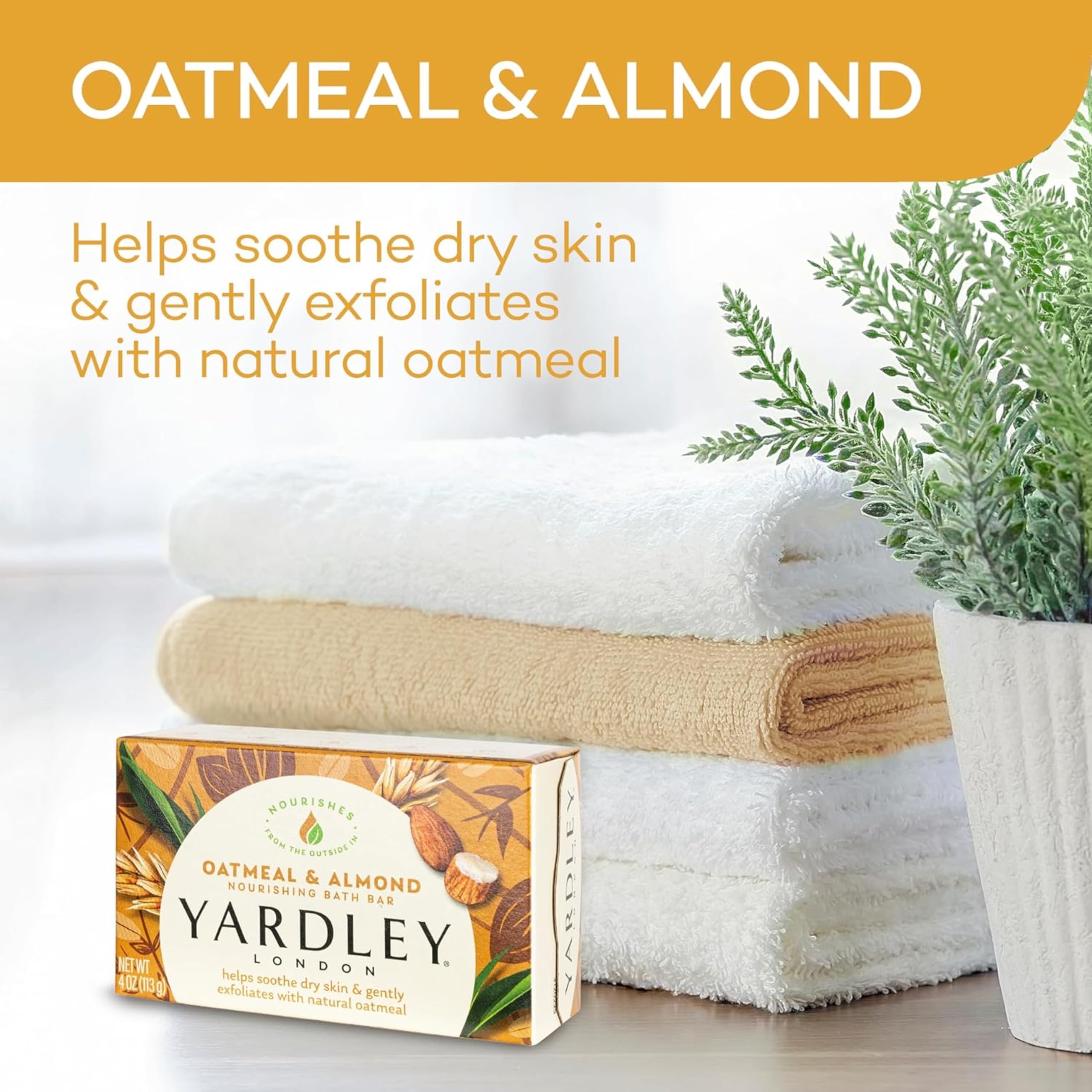 Yardley London jabón con almendra para hidratar y revitalizar la piel.