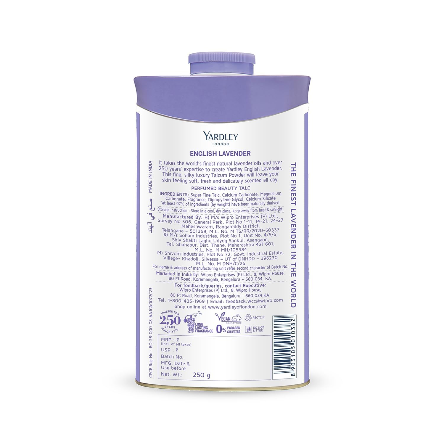 Talco lavanda Yardley: perfuma suavemente y absorbe humedad.