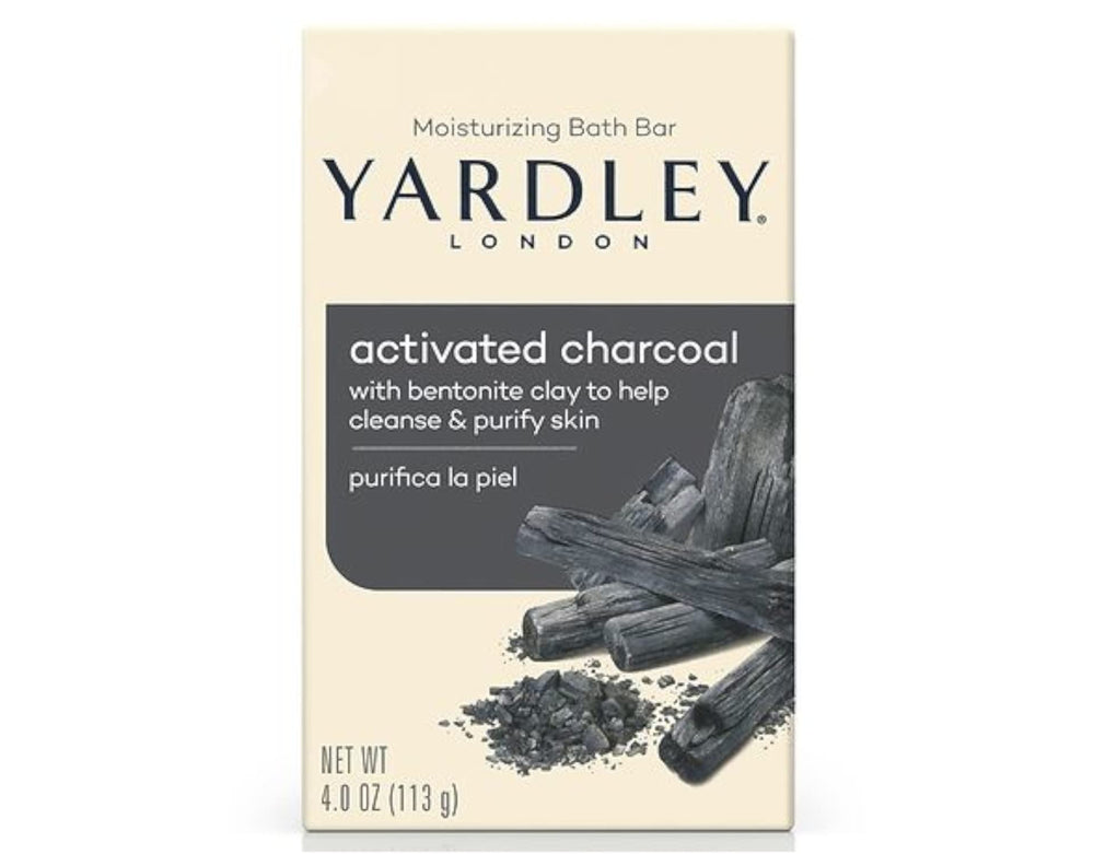 Surface detail of Yardley activated charcoal bar showing texture and conditioning feel
