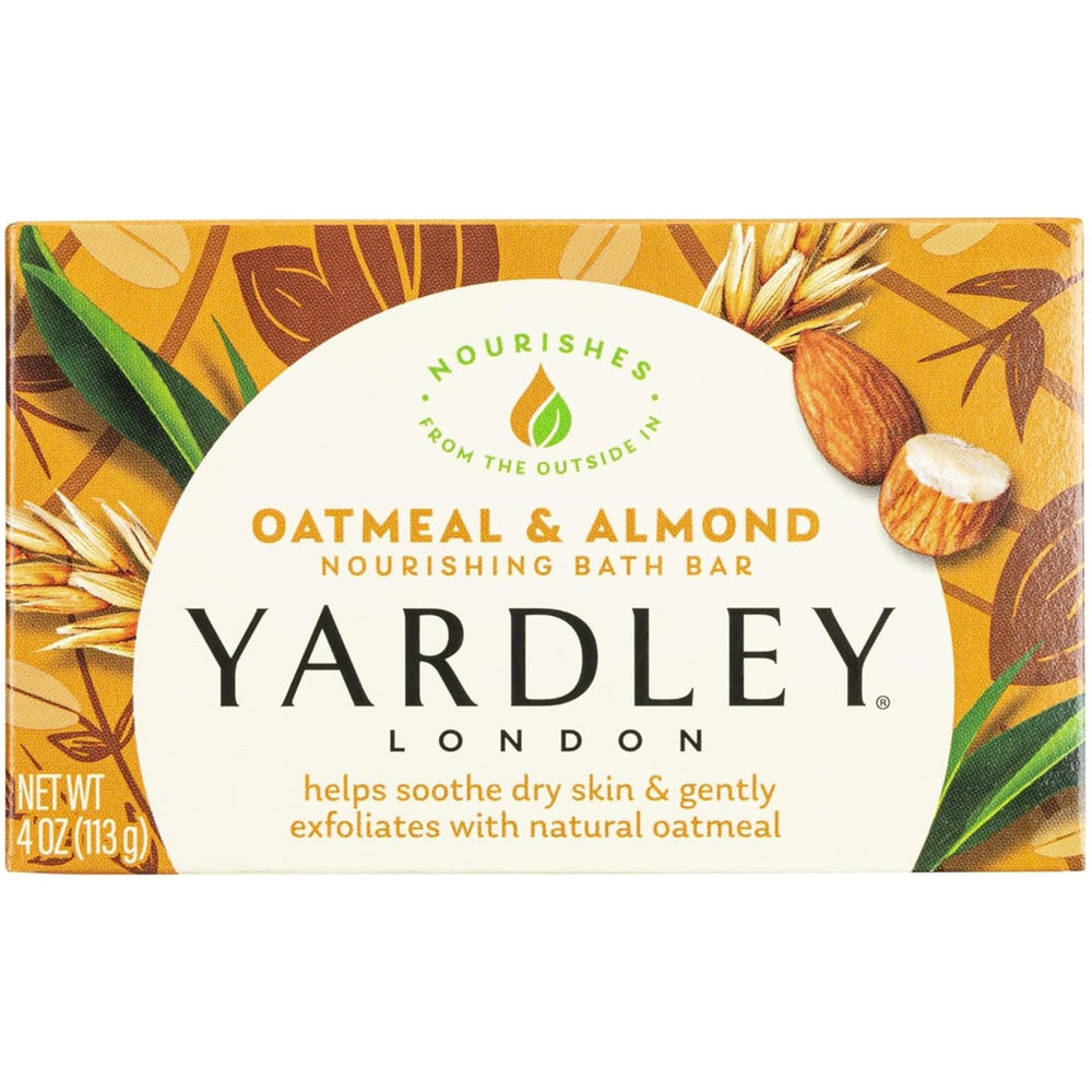 Yardley London barra hidratante avena almendra, empaque de cinco barras para regalo.