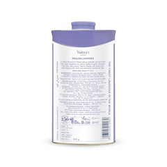 Yardley London English Lavender talc dusting reveals a soft, fragrant layer for quick refreshment.