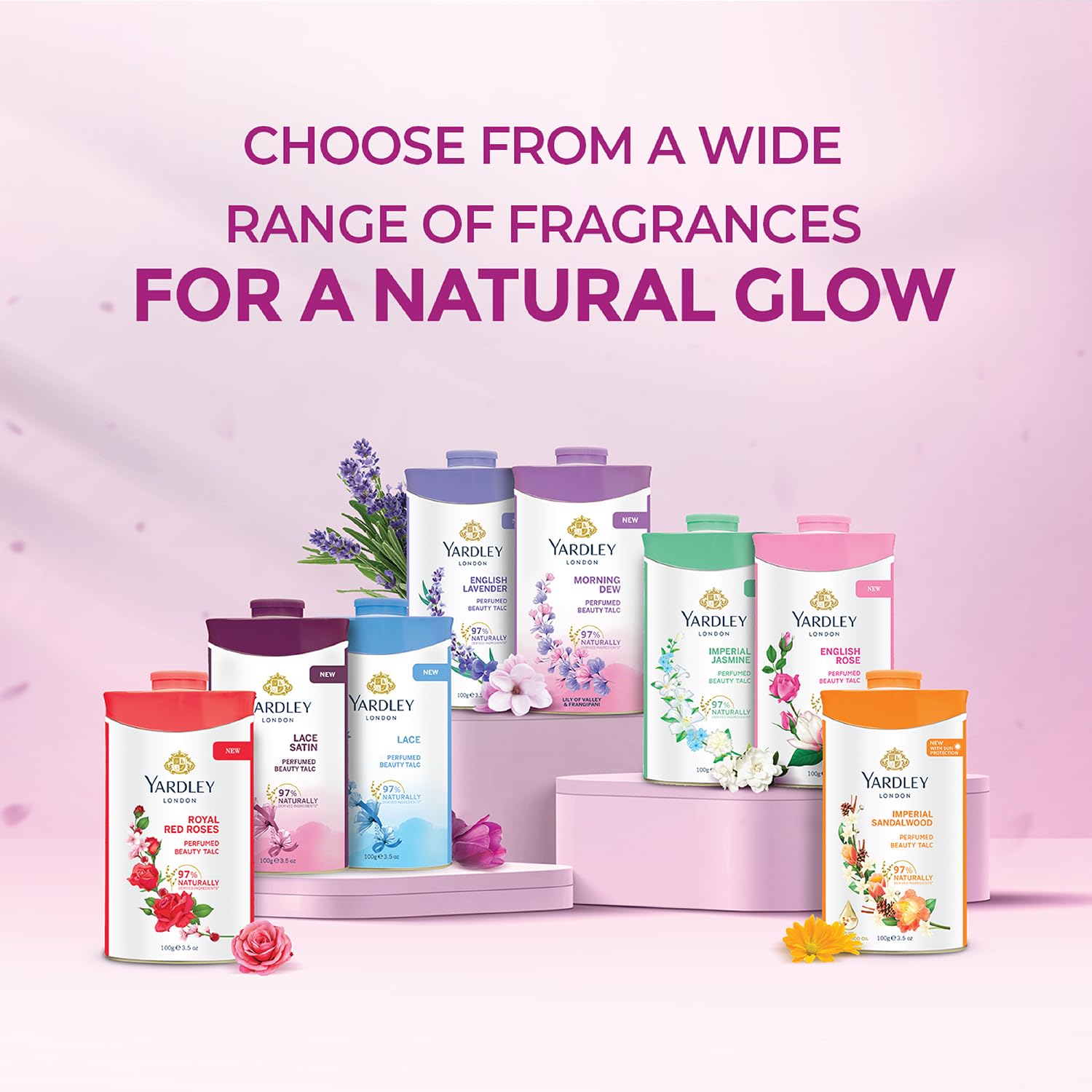 Gift-ready Yardley London English Rose talc presentation with timeless appeal.