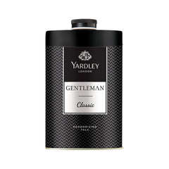 Yardley London Gentleman talcum powder 8oz bottle offers long-lasting freshness after shower.