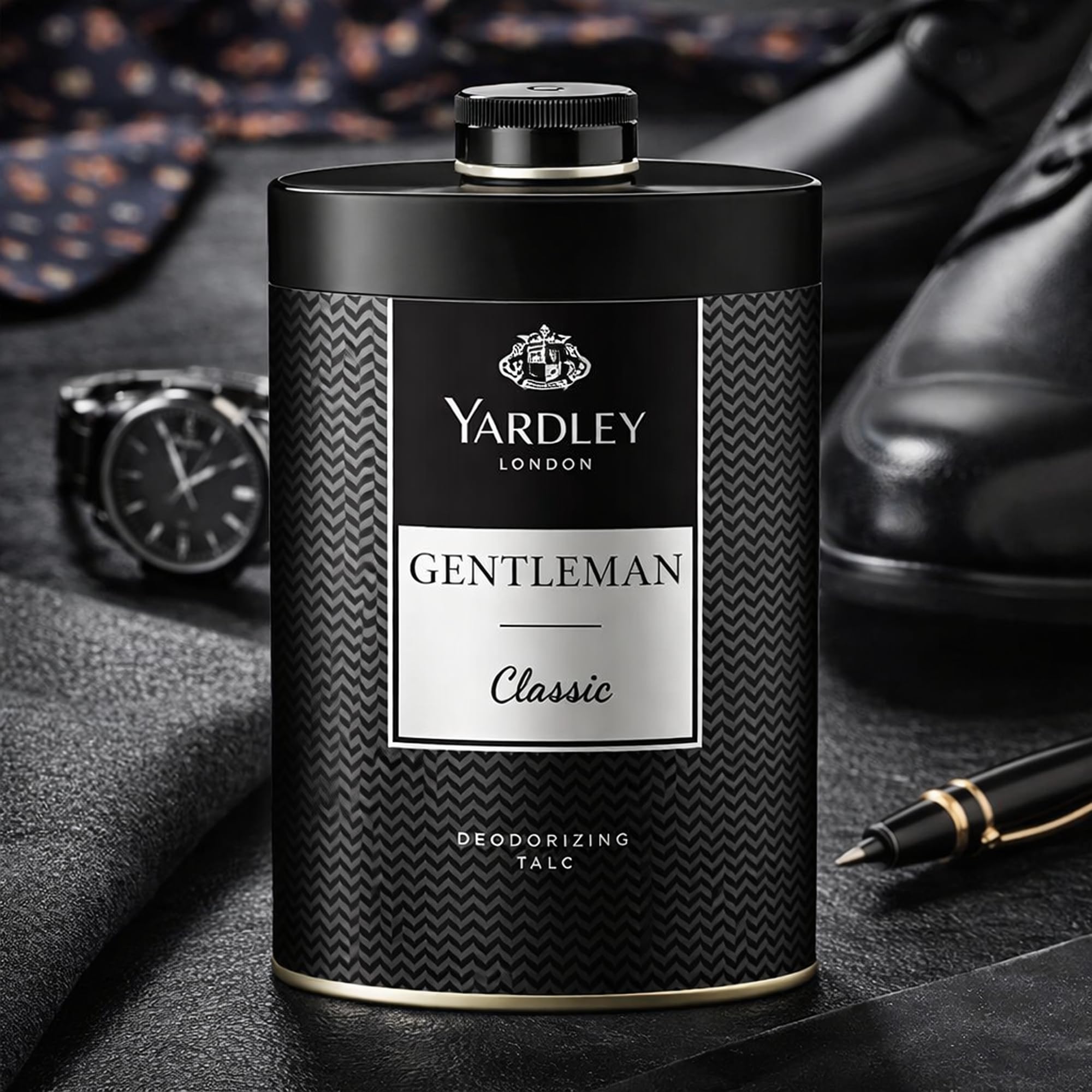 Elegant packaging enhances morning routine with a classic fragrance.