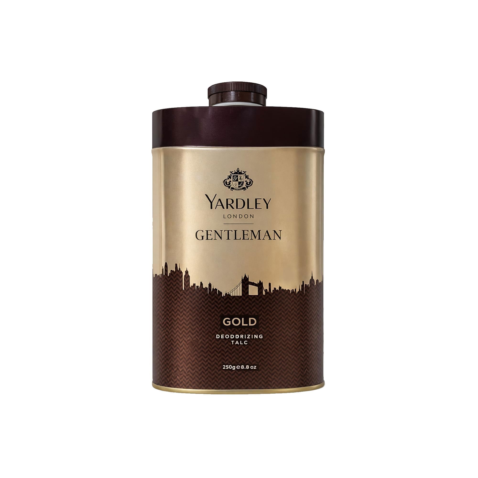 Yardley London Gold Talco, envase dorado elegante.